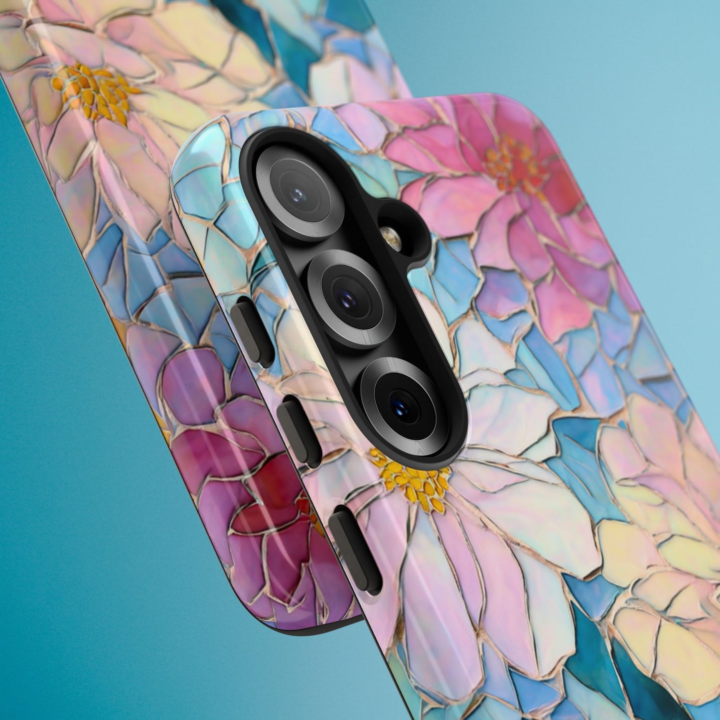 Floral Mosaic Phone Case, Colorful Flower Art Cover, Protective iPhone Samsung Pixel Case, New Phone Accessory, Gift for Friend