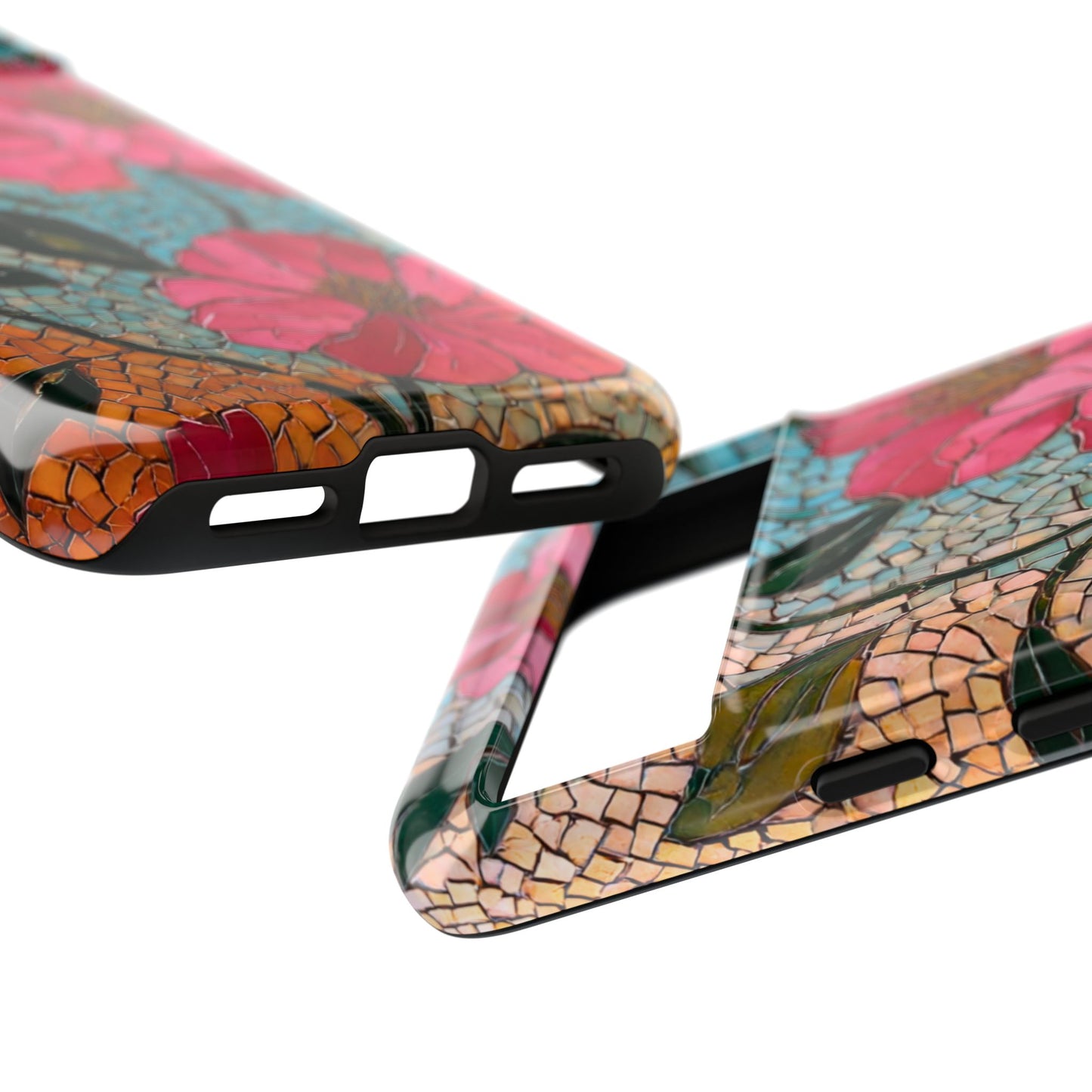 Bright Floral Mosaic Phone Case, iPhone 15 16 17 Pro Air Case, Pixel 9 Pro Cover, Samsung Galaxy 25 Pro Case