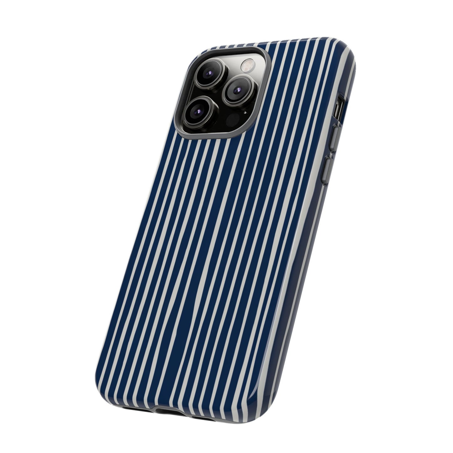 Navy Striped Phone Case | Minimalist Blue and White Stripe Design, Nautical Aesthetic Protective Cover