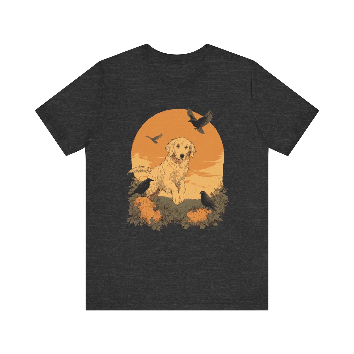 Golden Retriever Fall Shirt - Pumpkin & Crow Dog Tee, Autumn Pet Lover Gift, Halloween Cozy Graphic T-Shirt, Dog Mom Outfit