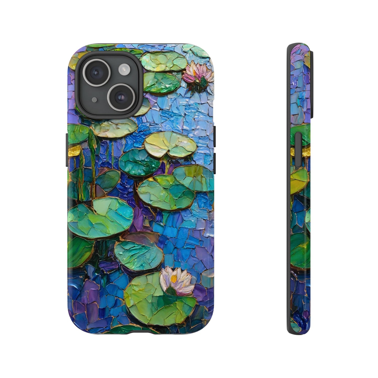 Lily Pad Phone Case, Impressionist Mosaic Botanical Cover, iPhone 15 16 17 Pro Air, Google Pixel 7 8 9 Pro, Samsung S23 S24 S25 S26 Ultra
