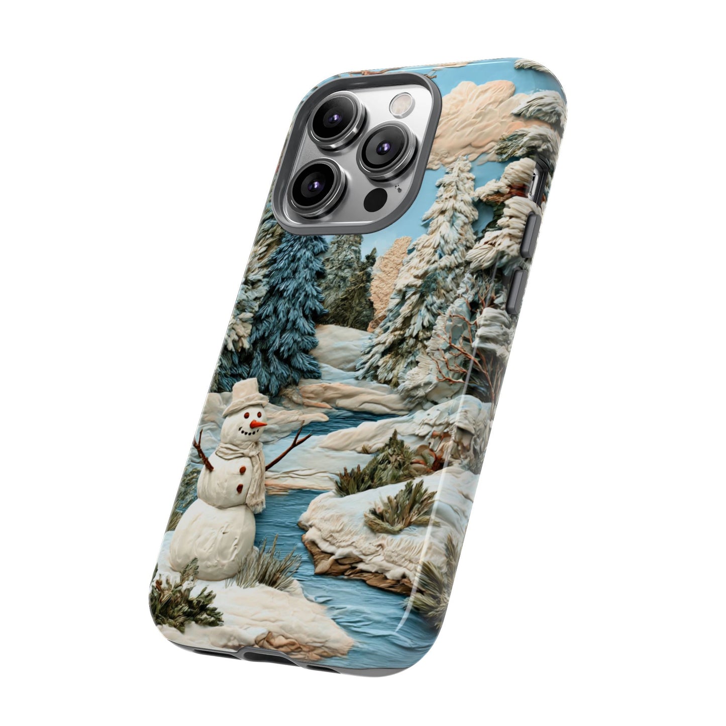 Snowman Winter Scene Phone Case Christmas Holiday Cover for iPhone Samsung Pixel