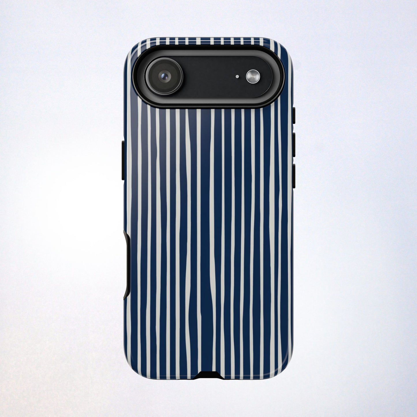 Navy Striped Phone Case | Minimalist Blue and White Stripe Design, Nautical Aesthetic Protective Cover