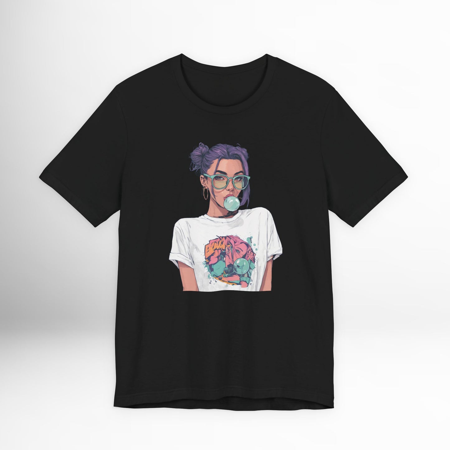 Anime Girl Graphic T Shirt, Bubblegum Pop Art Tee, Japanese Streetwear Aesthetic, Cool Manga Style Top, Gift for Anime Fans