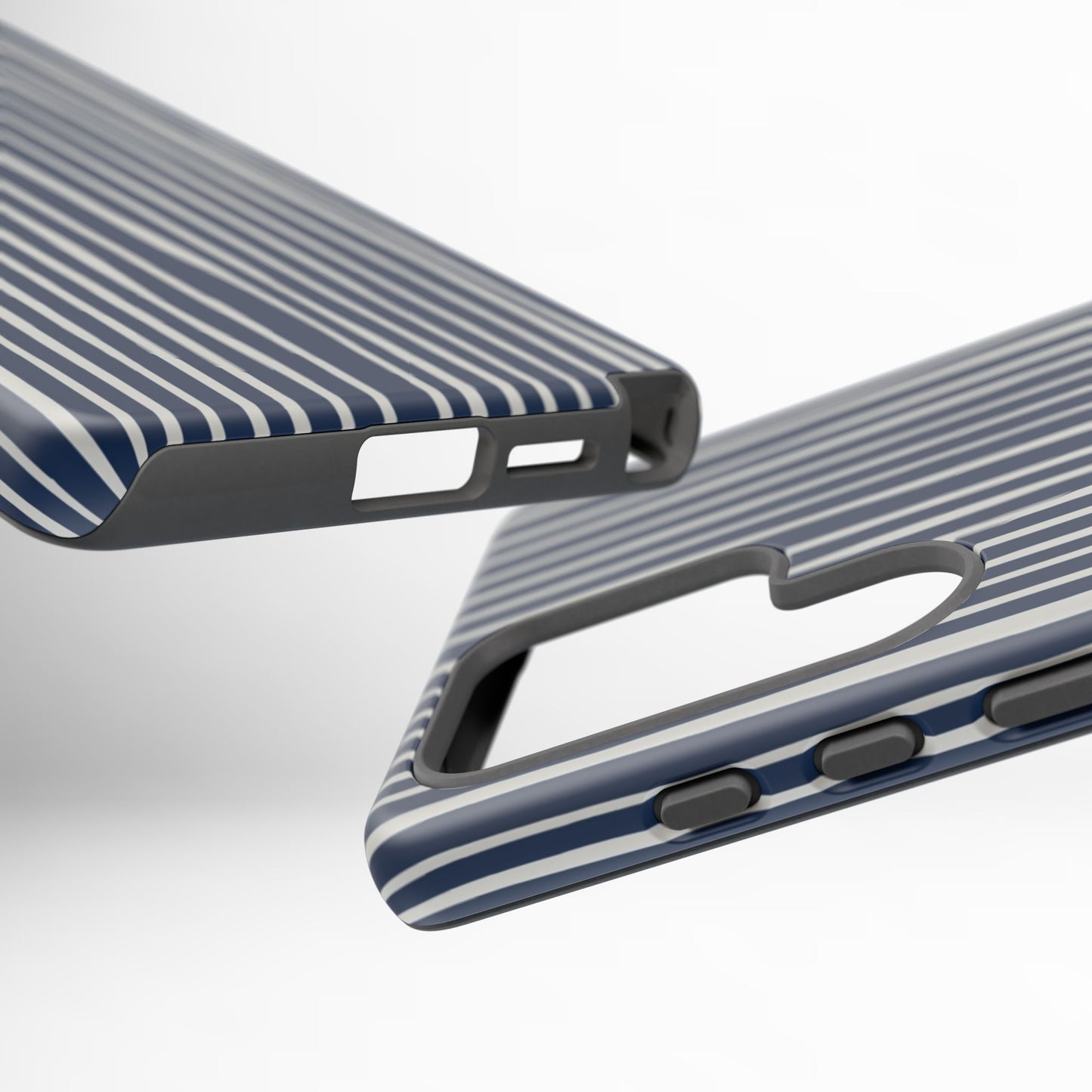 Navy Striped Phone Case | Minimalist Blue and White Stripe Design, Nautical Aesthetic Protective Cover