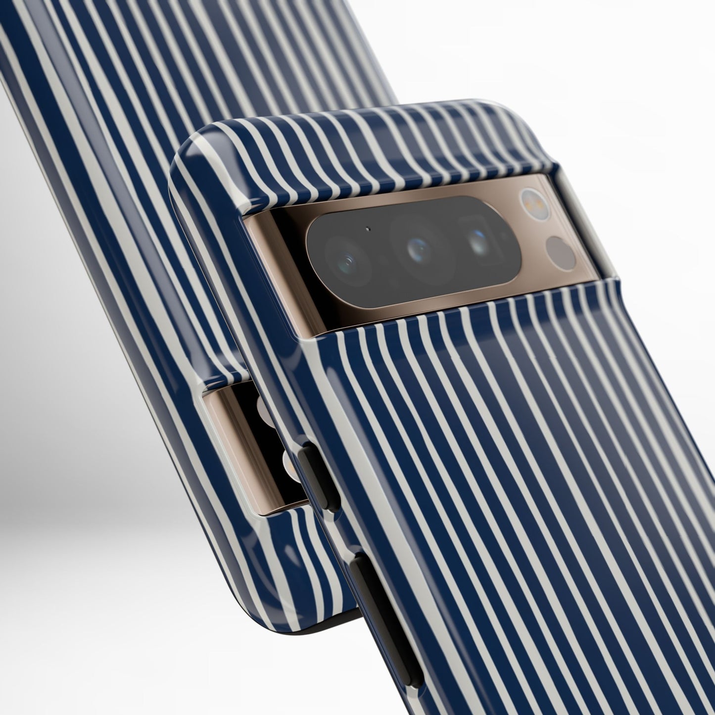 Navy Striped Phone Case | Minimalist Blue and White Stripe Design, Nautical Aesthetic Protective Cover