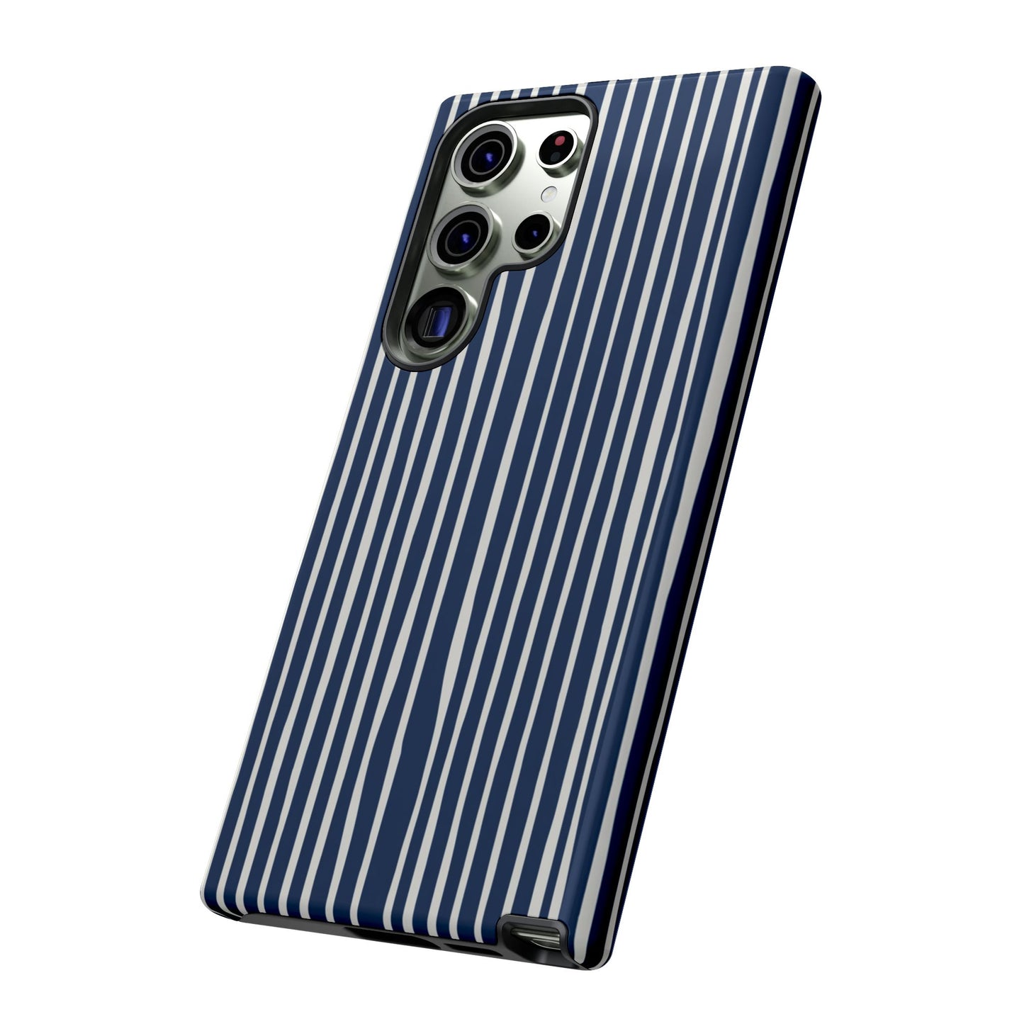 Navy Striped Phone Case | Minimalist Blue and White Stripe Design, Nautical Aesthetic Protective Cover