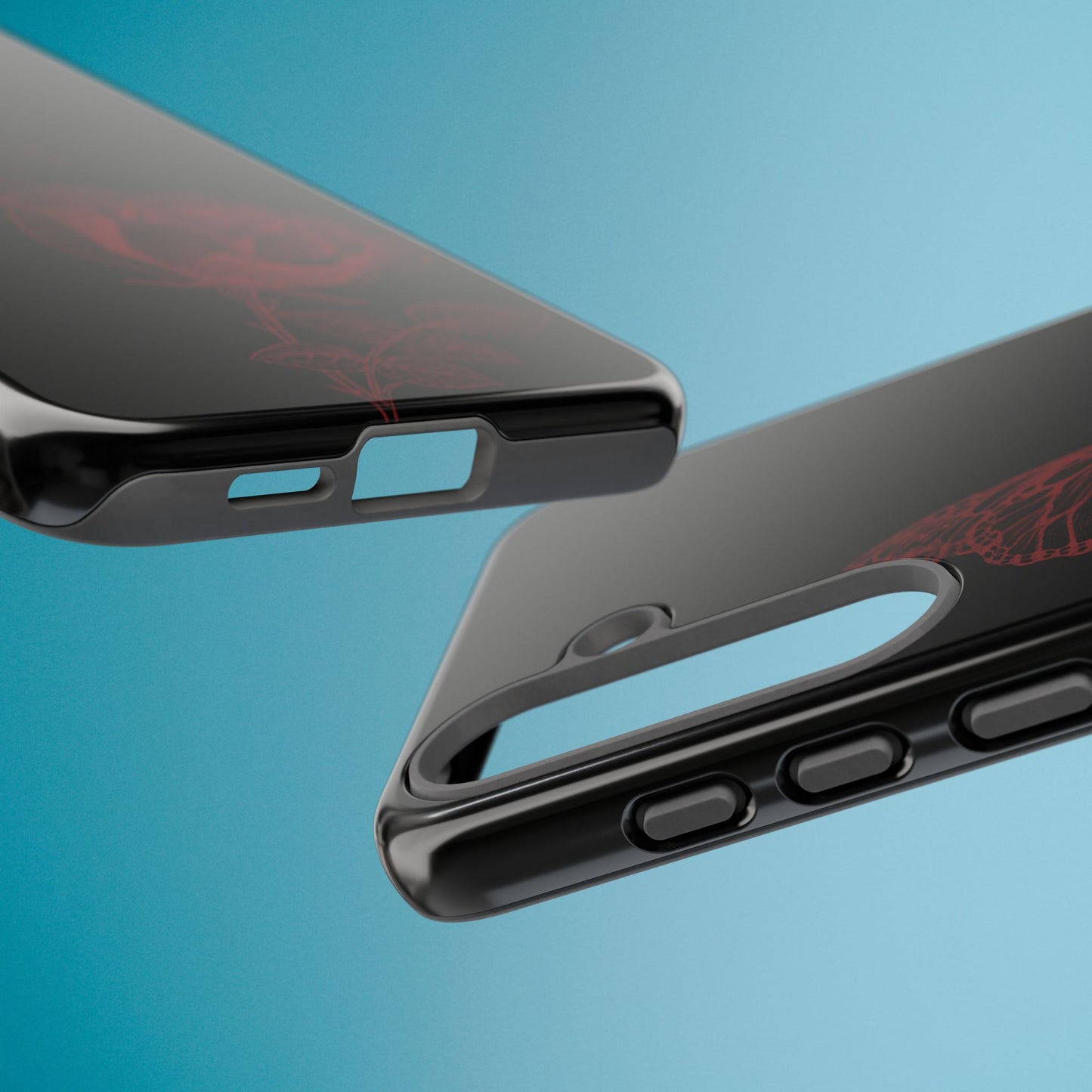 Black Rose and Butterfly Phone Case - Dark Academia Aesthetic Gothic iPhone, Galaxy and Pixel Cover