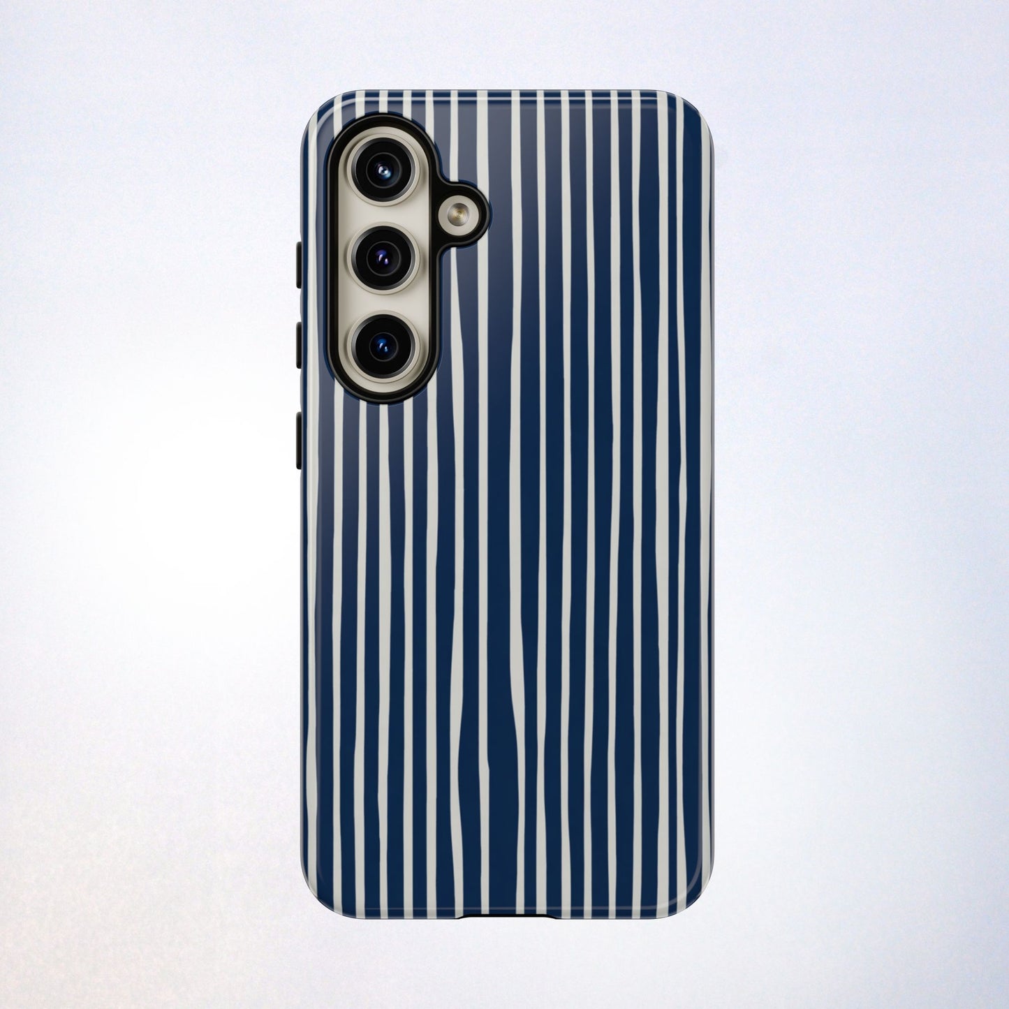 Navy Striped Phone Case | Minimalist Blue and White Stripe Design, Nautical Aesthetic Protective Cover
