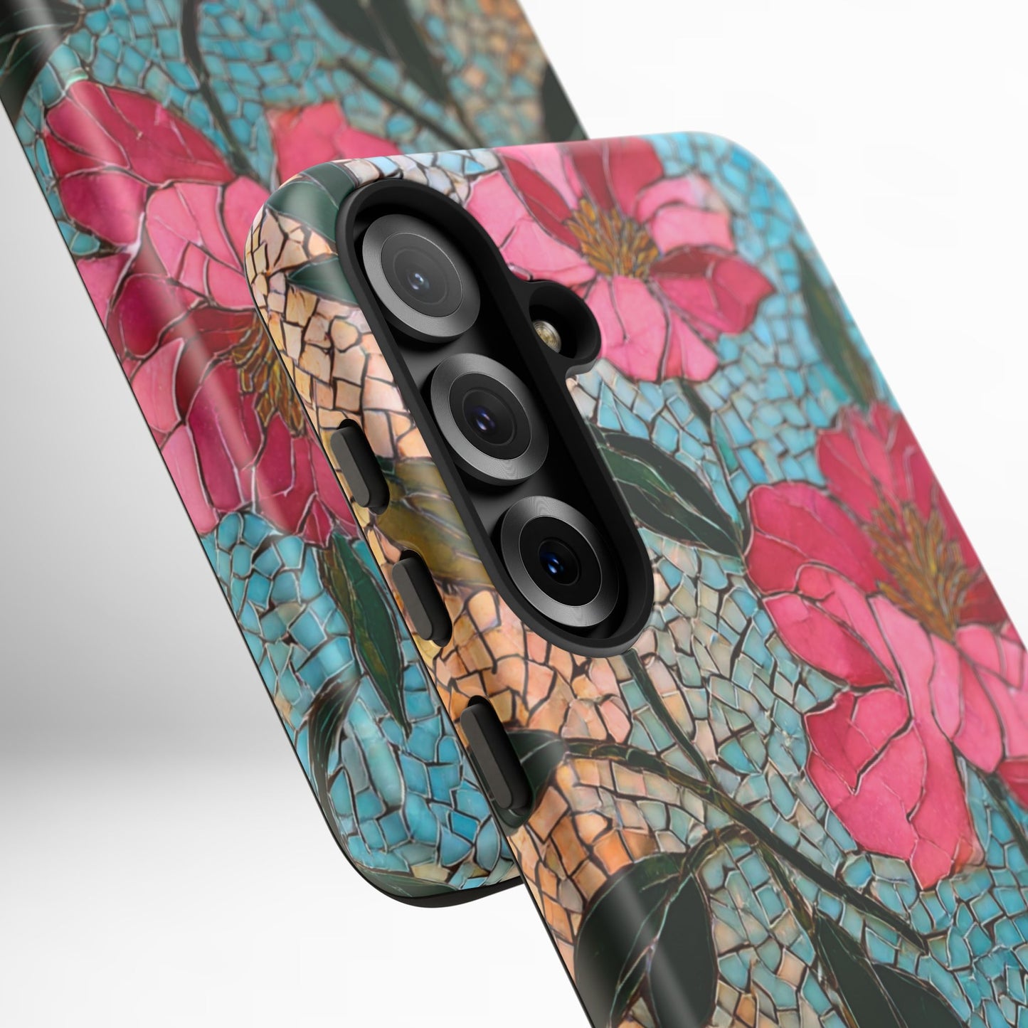 Bright Floral Mosaic Phone Case, iPhone 15 16 17 Pro Air Case, Pixel 9 Pro Cover, Samsung Galaxy 25 Pro Case