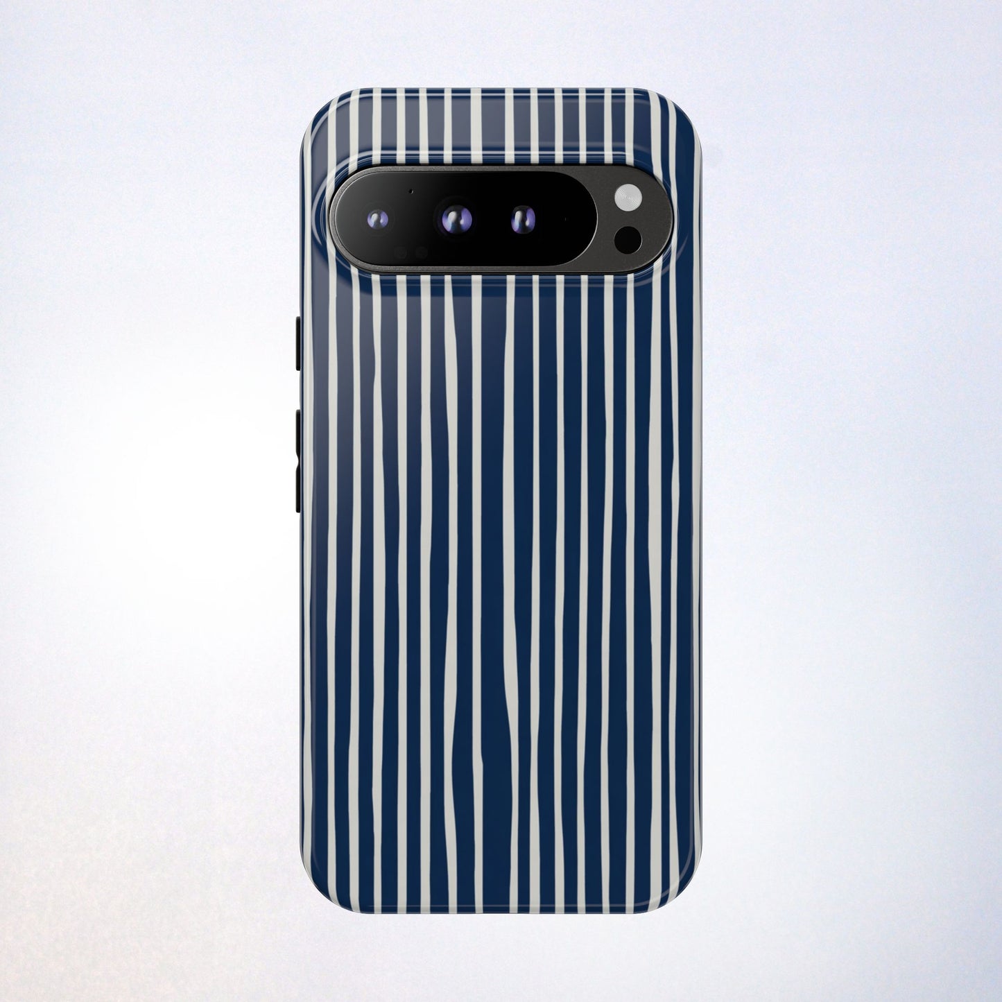 Navy Striped Phone Case | Minimalist Blue and White Stripe Design, Nautical Aesthetic Protective Cover
