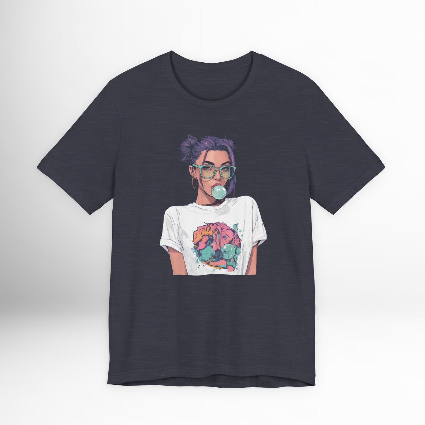 Anime Girl Graphic T Shirt, Bubblegum Pop Art Tee, Japanese Streetwear Aesthetic, Cool Manga Style Top, Gift for Anime Fans