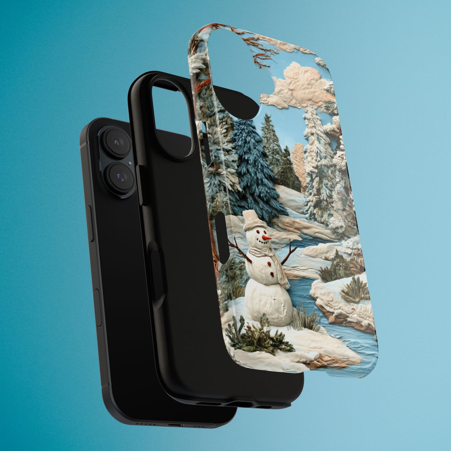 Snowman Winter Scene Phone Case Christmas Holiday Cover for iPhone Samsung Pixel