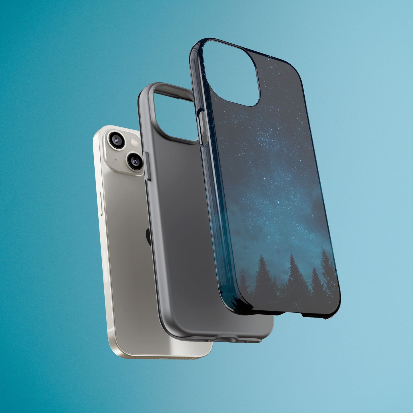 Dark Starry Night Phone Case - Winter Theme Phone Cover for iPhone, Pixel and Samsung Galaxy Models