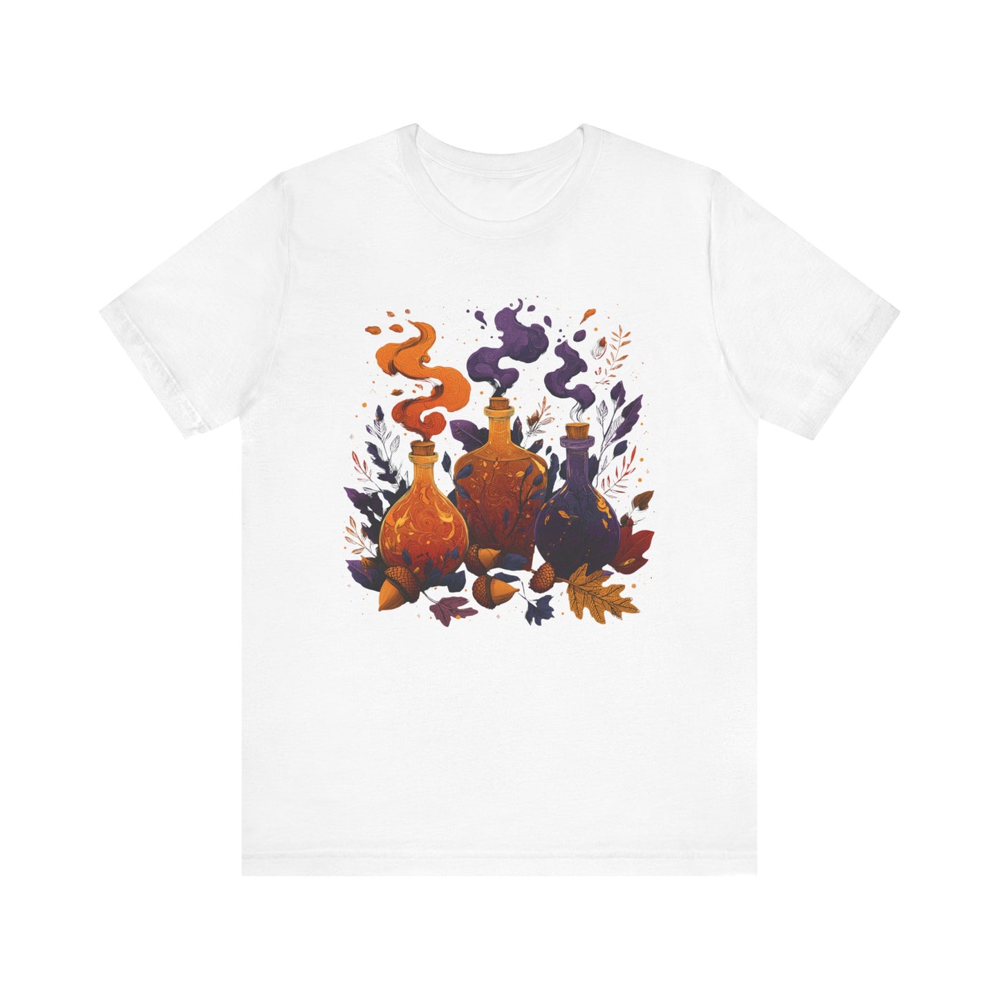 Potion Bottles T-Shirt Witchy Halloween Graphic Tee, Gothic Fall Aesthetic Shirt, Magical Alchemy Spell Bottle Design, Pagan Wiccan Clothing