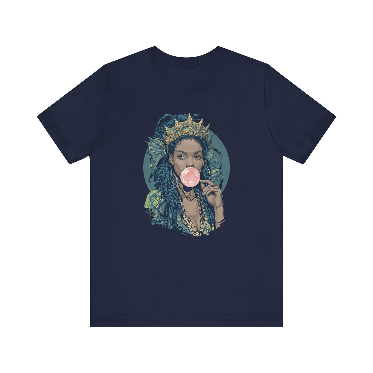 Siren Goddess Bubblegum T-Shirt | Fantasy Ocean Mythology Tee | Mermaid Crown Graphic Shirt | Unique Streetwear Top