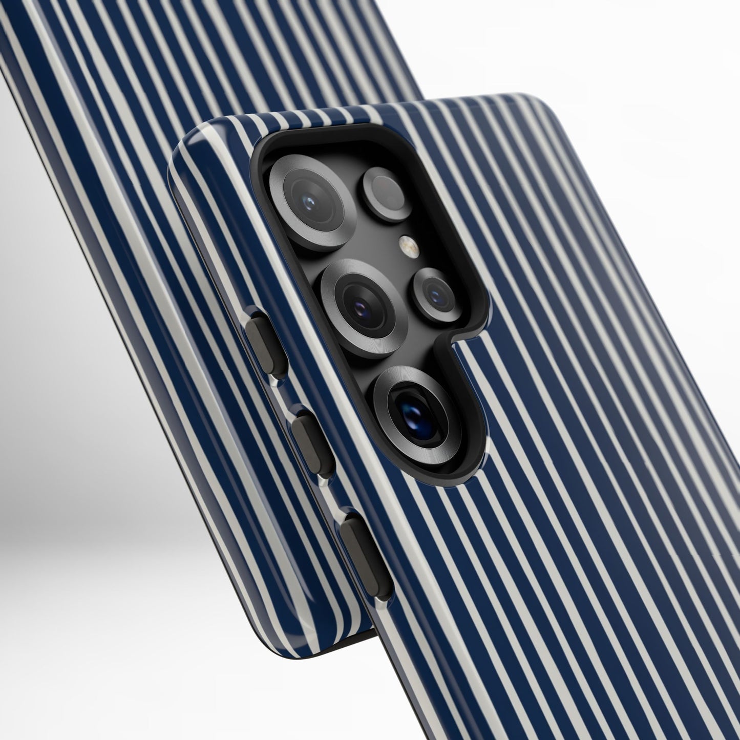 Navy Striped Phone Case | Minimalist Blue and White Stripe Design, Nautical Aesthetic Protective Cover