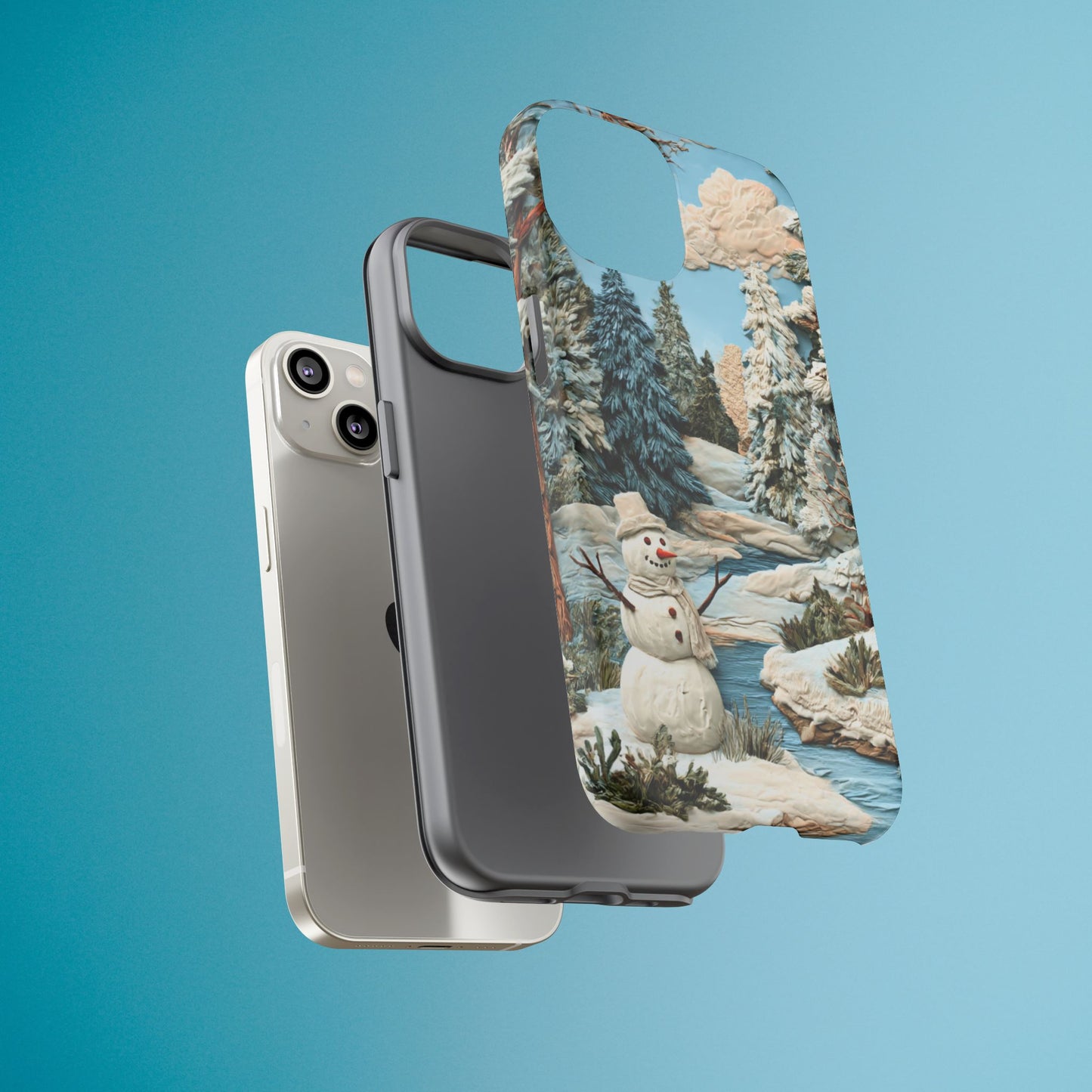 Snowman Winter Scene Phone Case Christmas Holiday Cover for iPhone Samsung Pixel