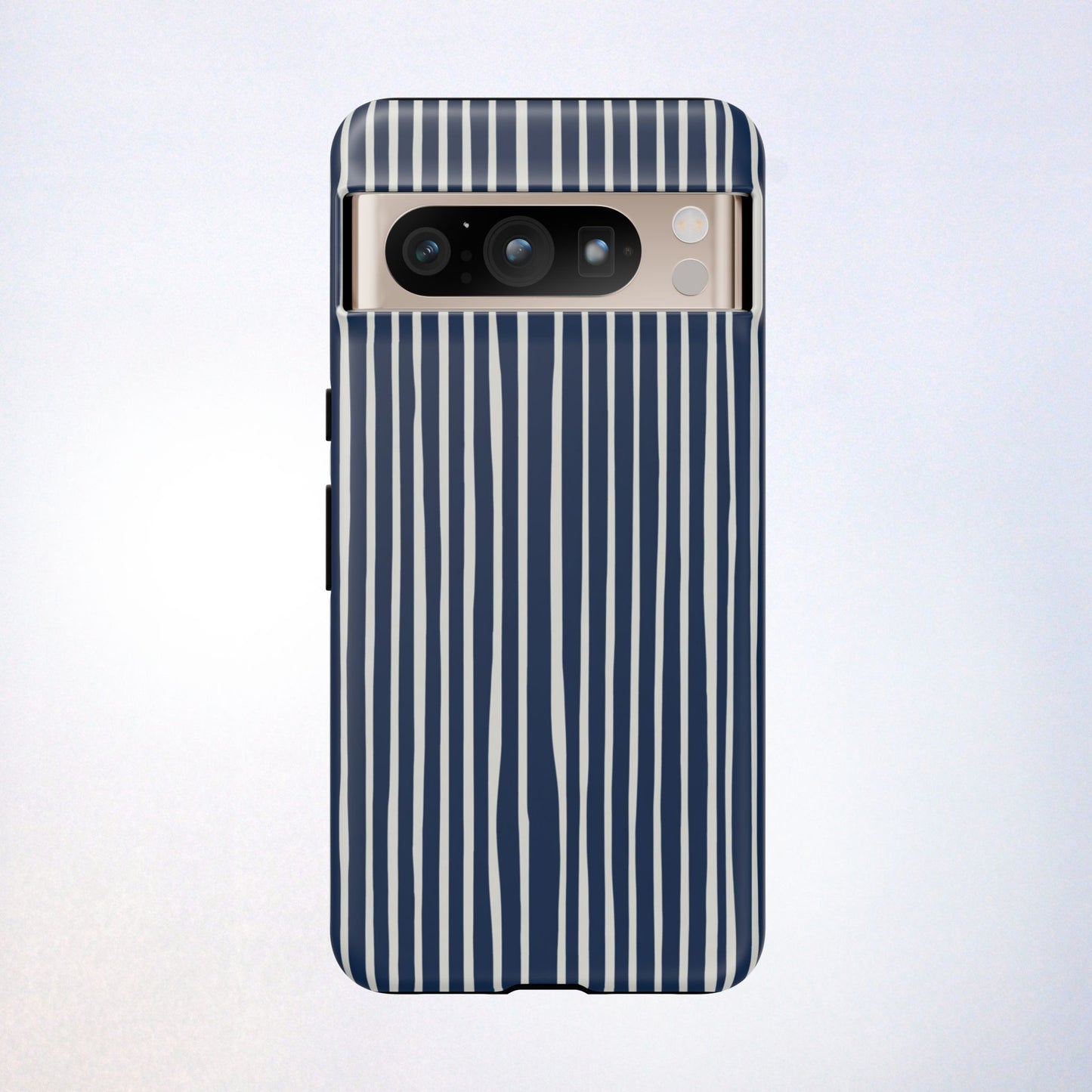 Navy Striped Phone Case | Minimalist Blue and White Stripe Design, Nautical Aesthetic Protective Cover