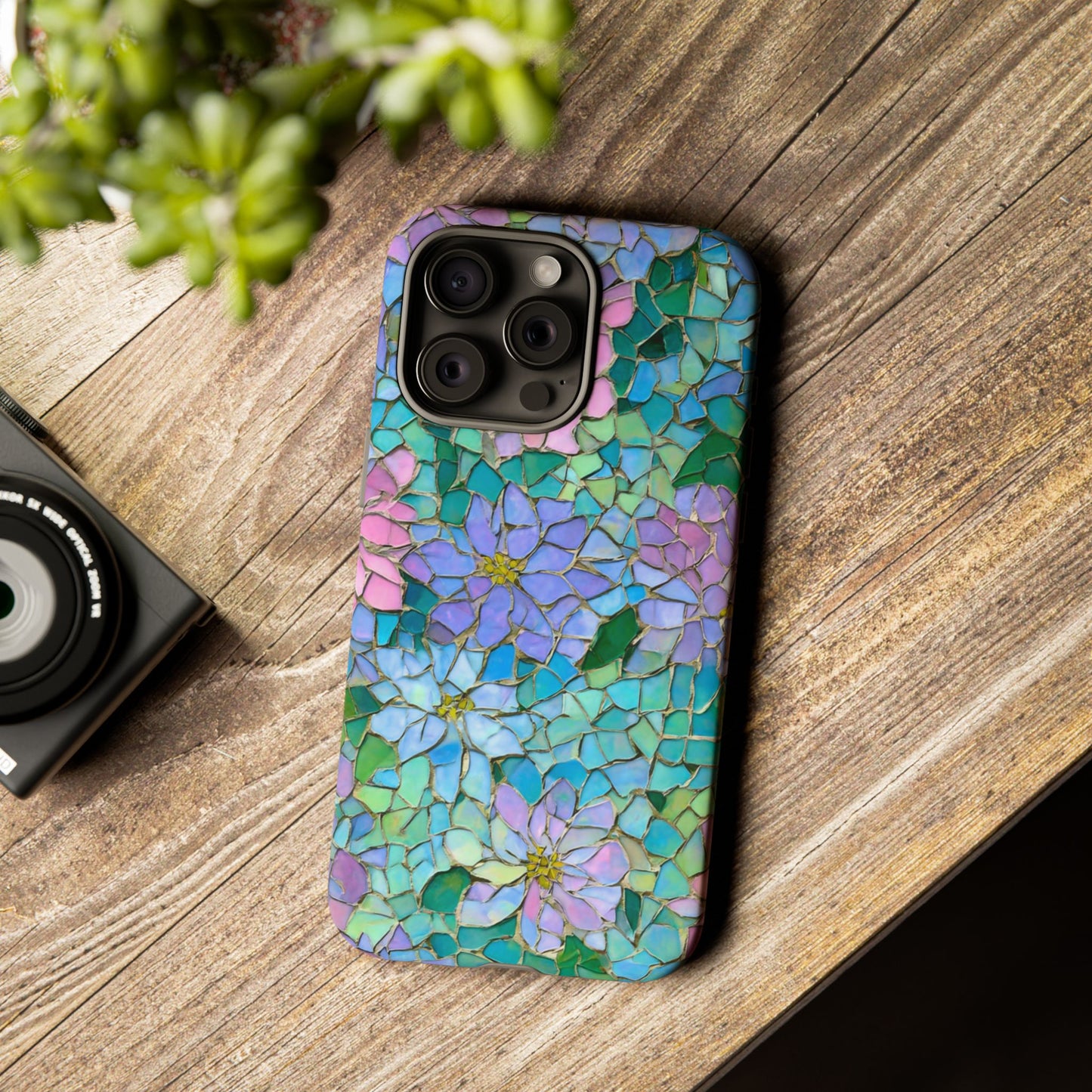 Mosaic Floral Phone Case, iPhone 17 Air Case, Pixel 9 Pro XL Cover, Samsung Galaxy 25 Plus Ultra Tough Case