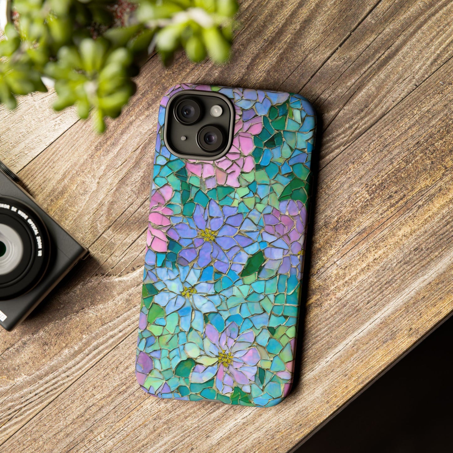 Mosaic Floral Phone Case, iPhone 17 Air Case, Pixel 9 Pro XL Cover, Samsung Galaxy 25 Plus Ultra Tough Case