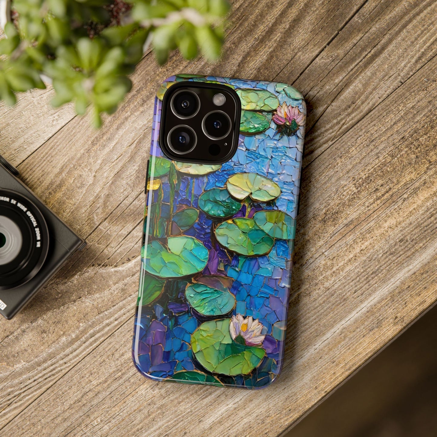Lily Pad Phone Case, Impressionist Mosaic Botanical Cover, iPhone 15 16 17 Pro Air, Google Pixel 7 8 9 Pro, Samsung S23 S24 S25 S26 Ultra