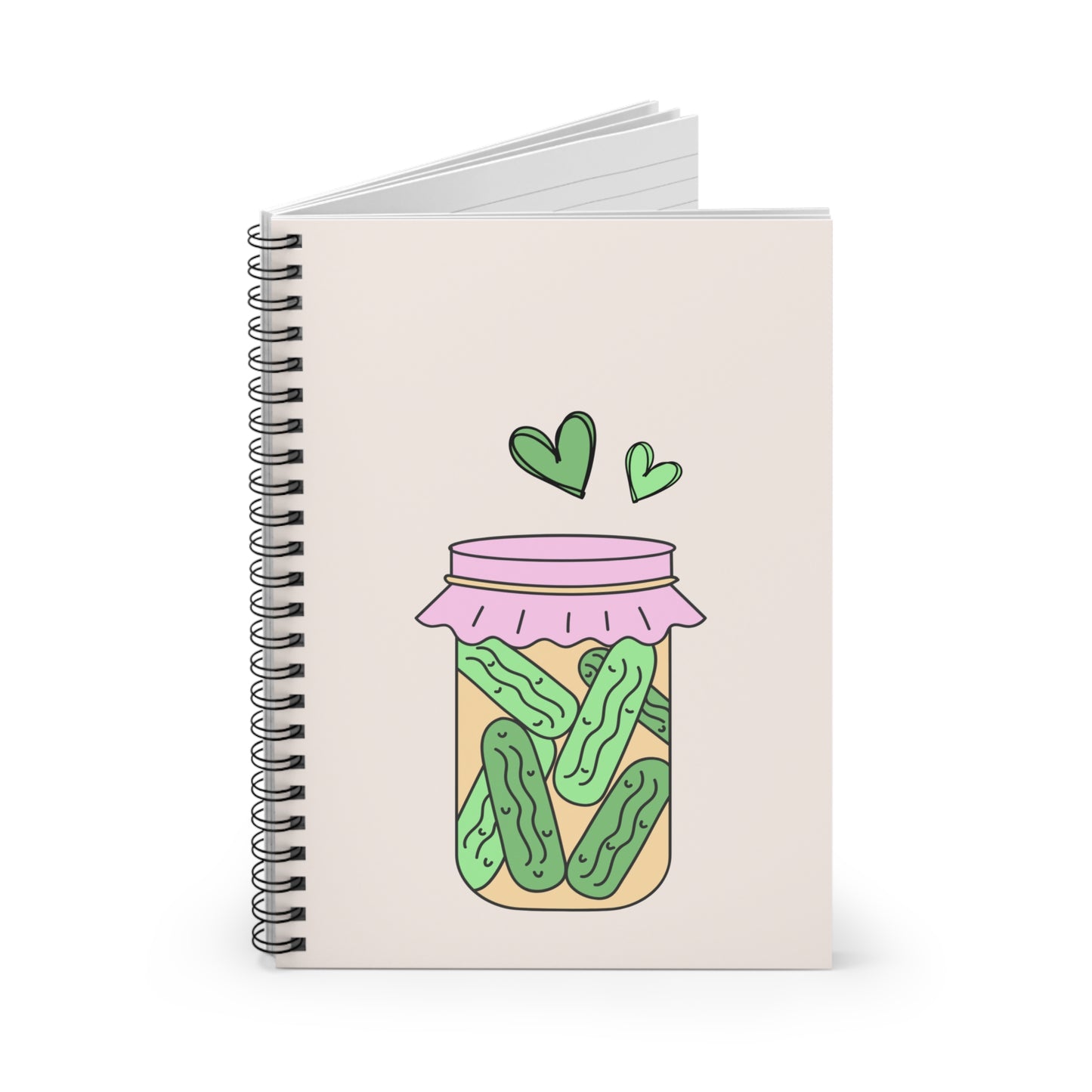 Pickle Jar Spiral Notebook Funny Foodie Ruled Journal, Cute Kawaii Pickle Design Writing Pad, Quirky Gift for Food Lovers & Students