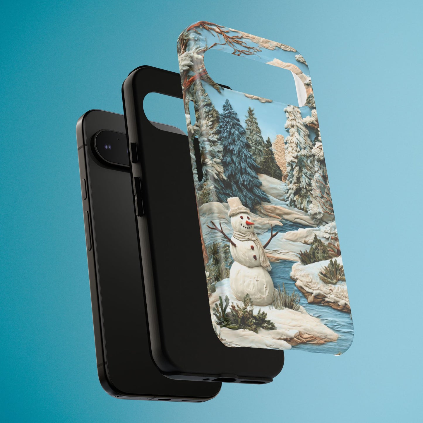Snowman Winter Scene Phone Case Christmas Holiday Cover for iPhone Samsung Pixel