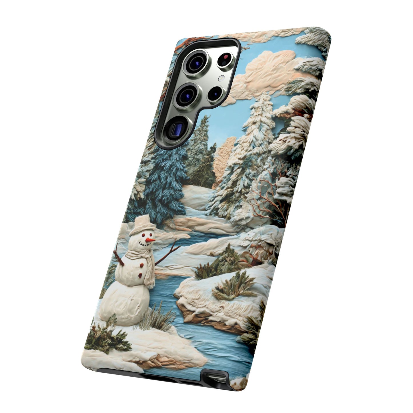 Snowman Winter Scene Phone Case Christmas Holiday Cover for iPhone Samsung Pixel