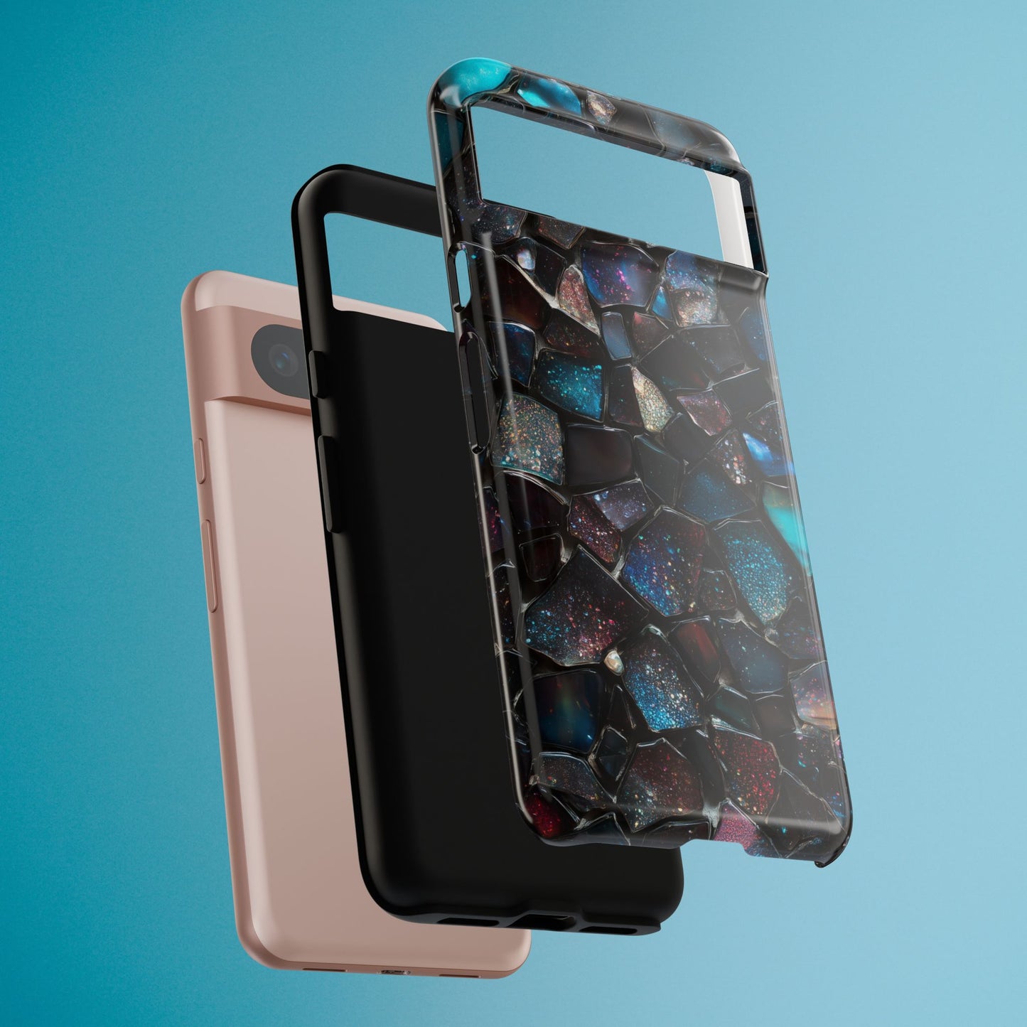 Gemstone Mosaic Phone Case, Crystal Stone Aesthetic Cover, Tough Protective Case for iPhone, Samsung, Pixel