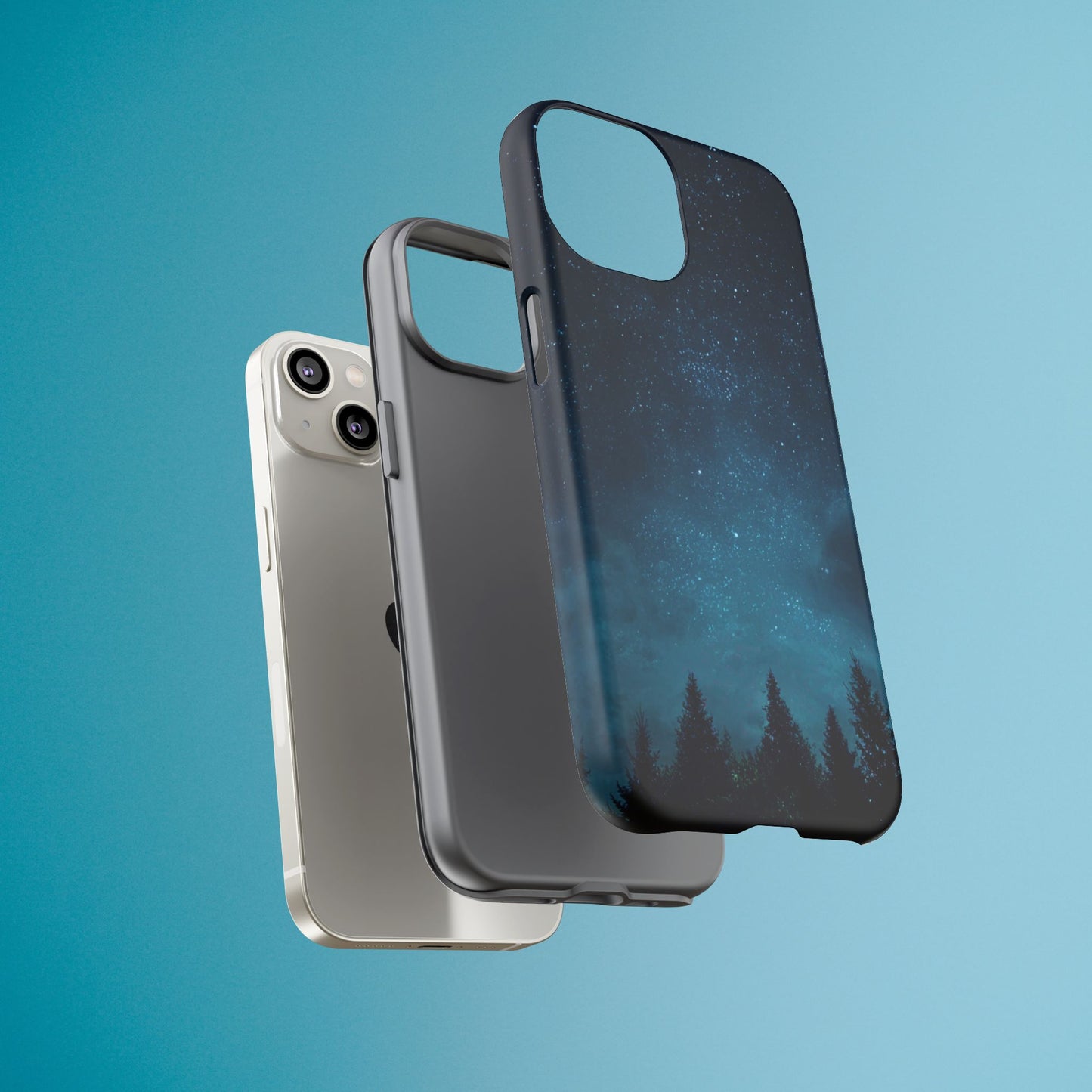 Dark Starry Night Phone Case - Winter Theme Phone Cover for iPhone, Pixel and Samsung Galaxy Models