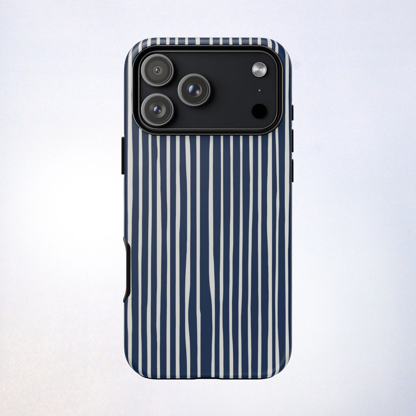 Navy Striped Phone Case | Minimalist Blue and White Stripe Design, Nautical Aesthetic Protective Cover