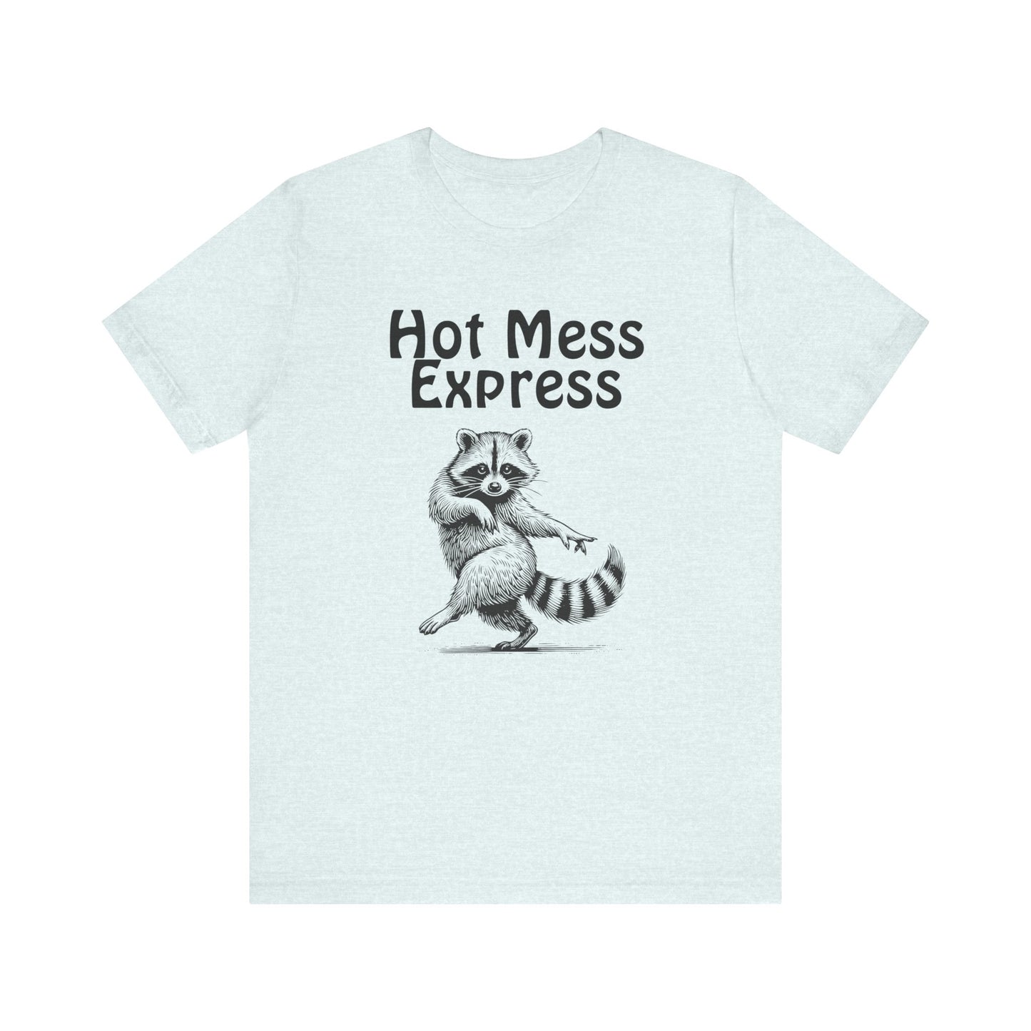 Hot Mess Express Raccoon T-Shirt Funny Graphic Tee, Humor Novelty Shirt, Animal Humor Gift