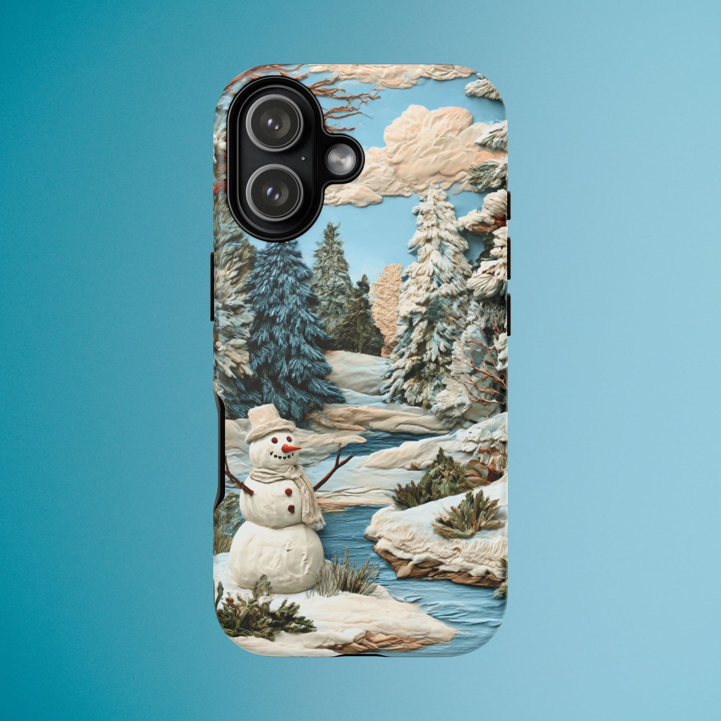 Snowman Winter Scene Phone Case Christmas Holiday Cover for iPhone Samsung Pixel