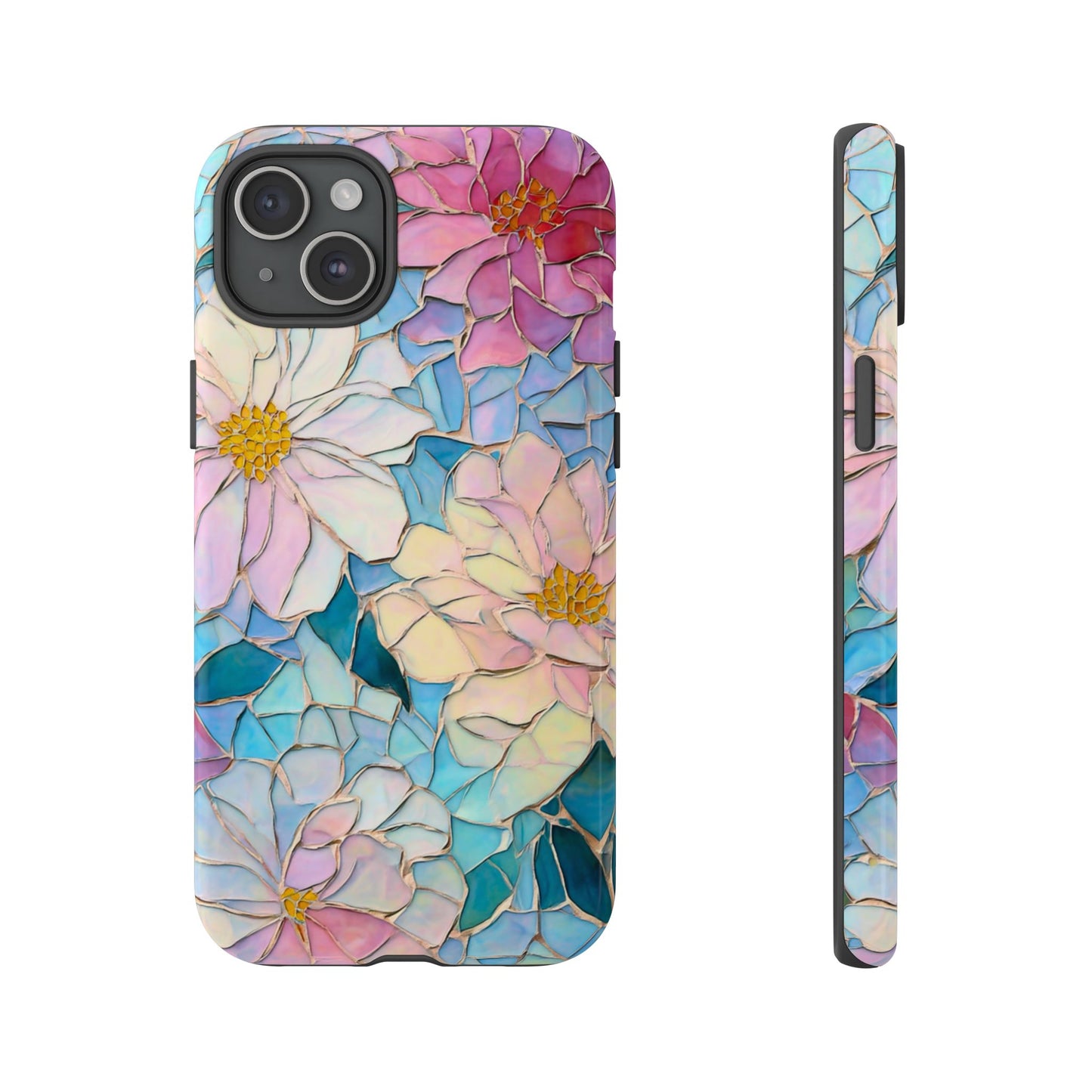 Floral Mosaic Phone Case, Colorful Flower Art Cover, Protective iPhone Samsung Pixel Case, New Phone Accessory, Gift for Friend