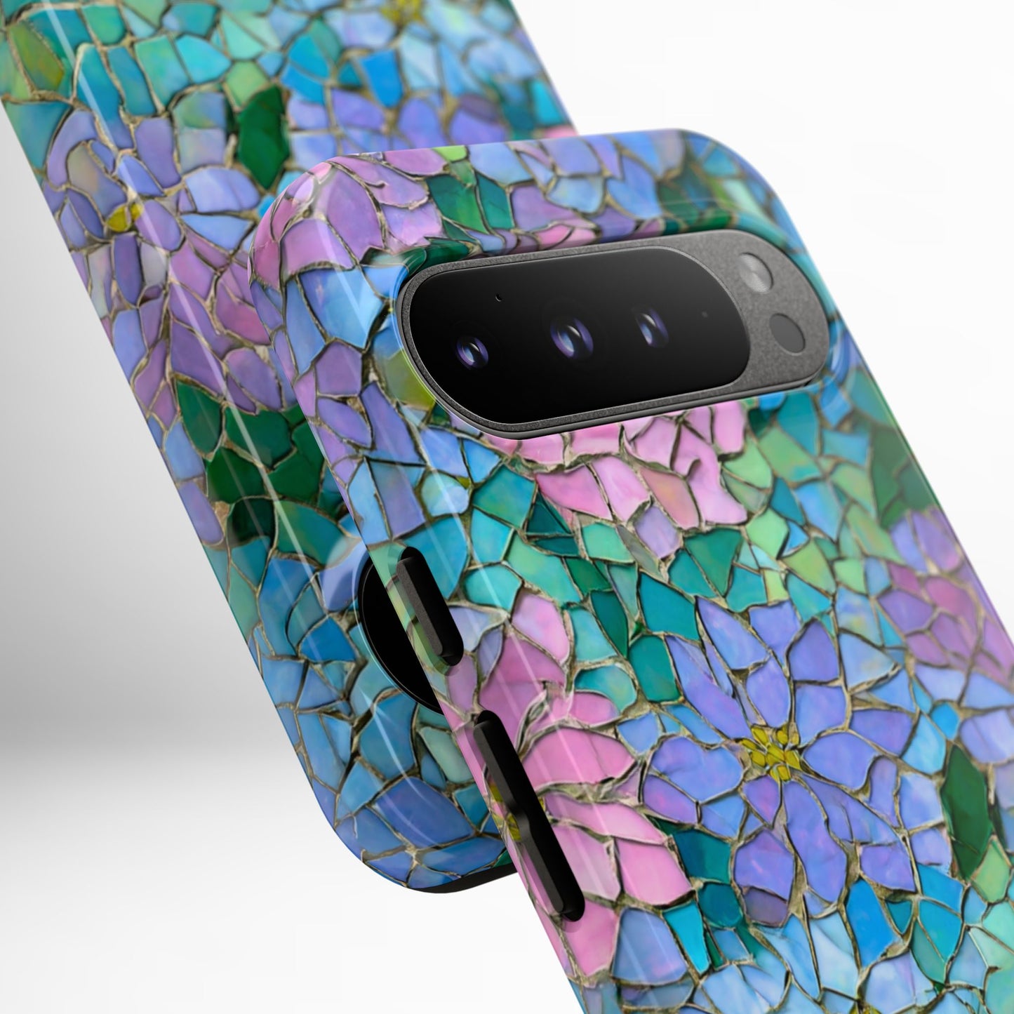 Mosaic Floral Phone Case, iPhone 17 Air Case, Pixel 9 Pro XL Cover, Samsung Galaxy 25 Plus Ultra Tough Case