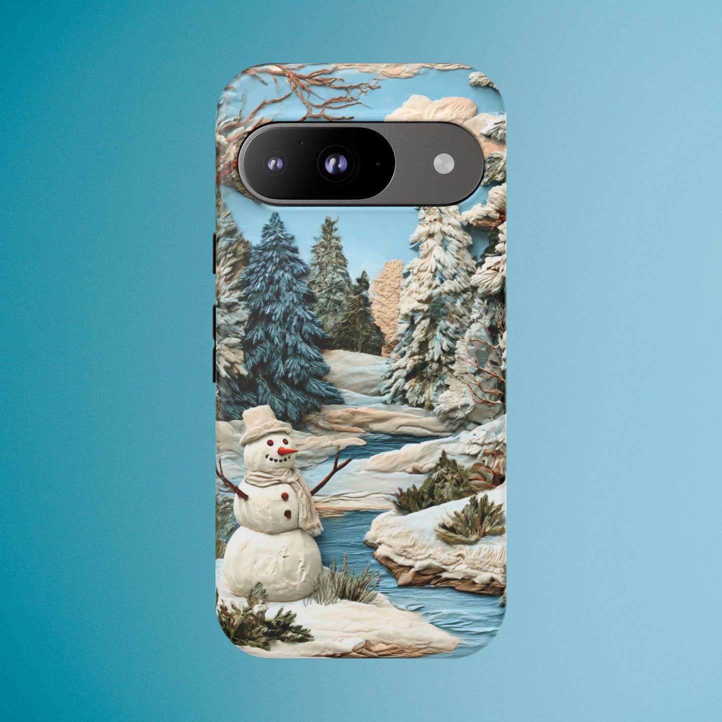 Snowman Winter Scene Phone Case Christmas Holiday Cover for iPhone Samsung Pixel