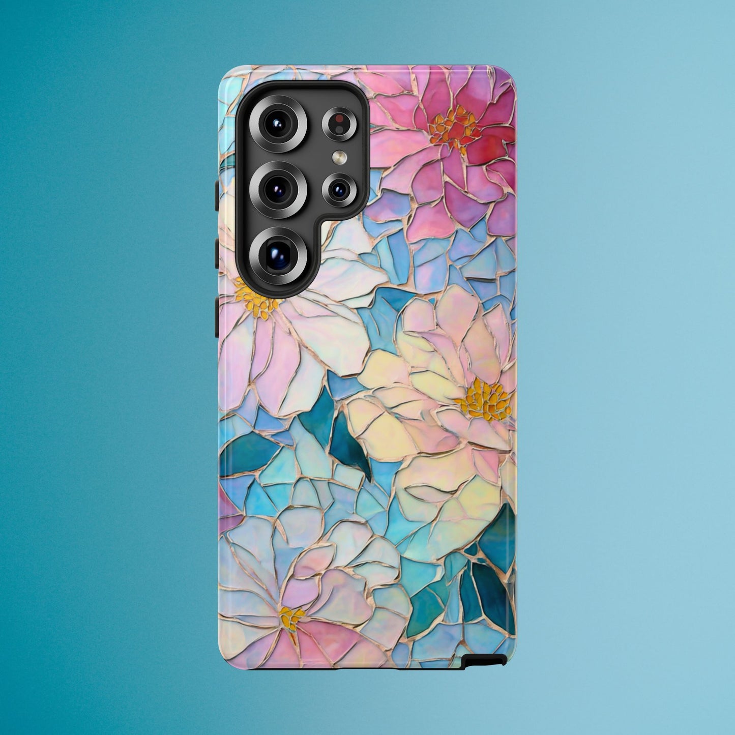 Floral Mosaic Phone Case, Colorful Flower Art Cover, Protective iPhone Samsung Pixel Case, New Phone Accessory, Gift for Friend