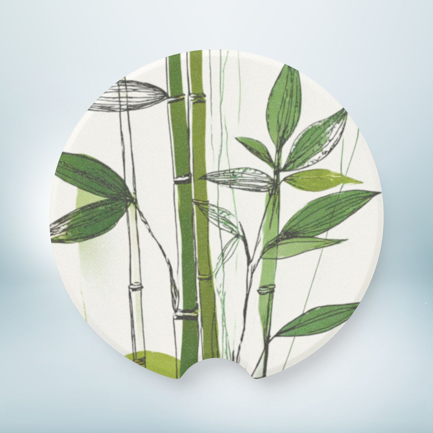 Car Coaster, Soapstone Coaster, Botanical Design, Bamboo Graphic, Minimal Nature Car Accessory, New Car Gift, Cute Interior Car Decor