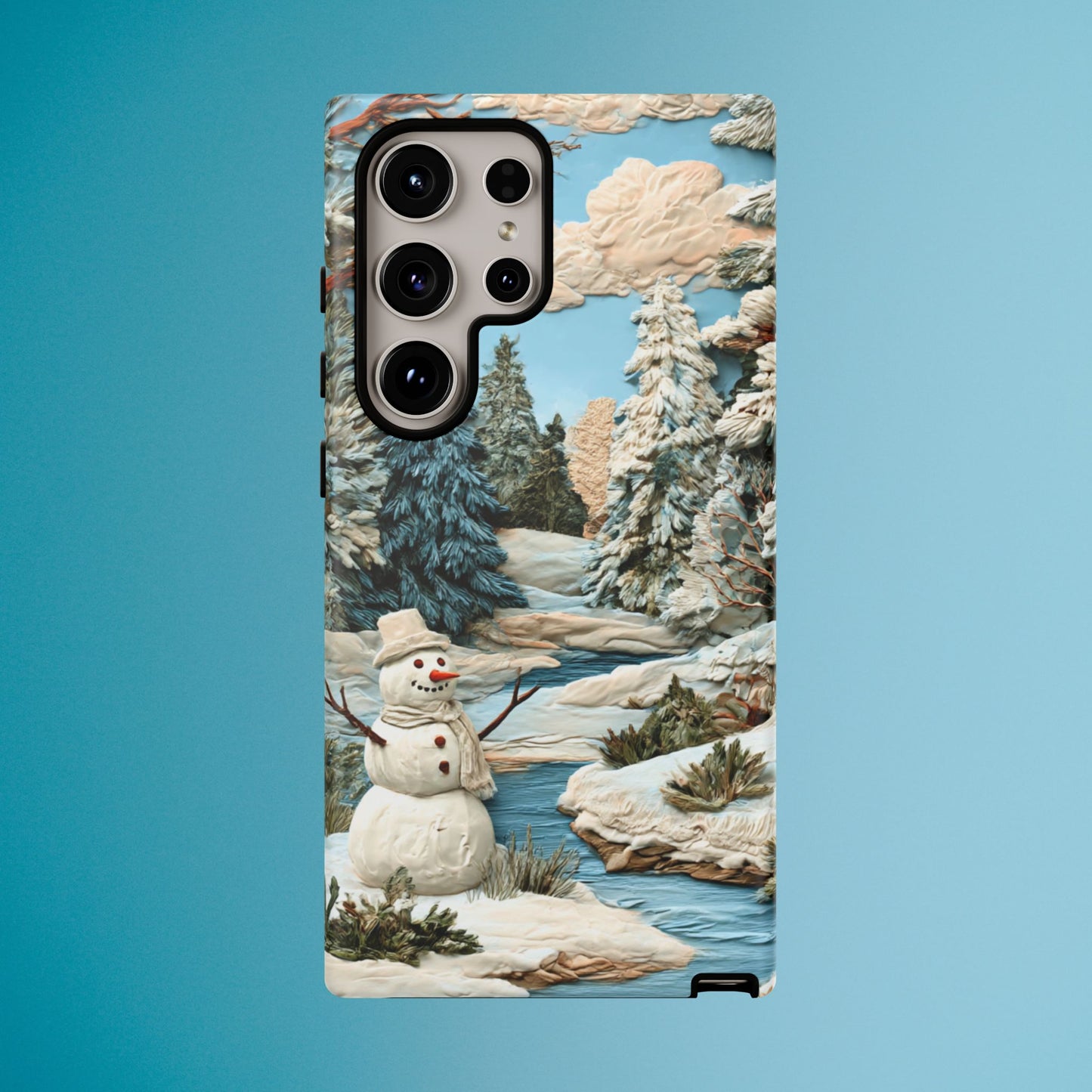 Snowman Winter Scene Phone Case Christmas Holiday Cover for iPhone Samsung Pixel