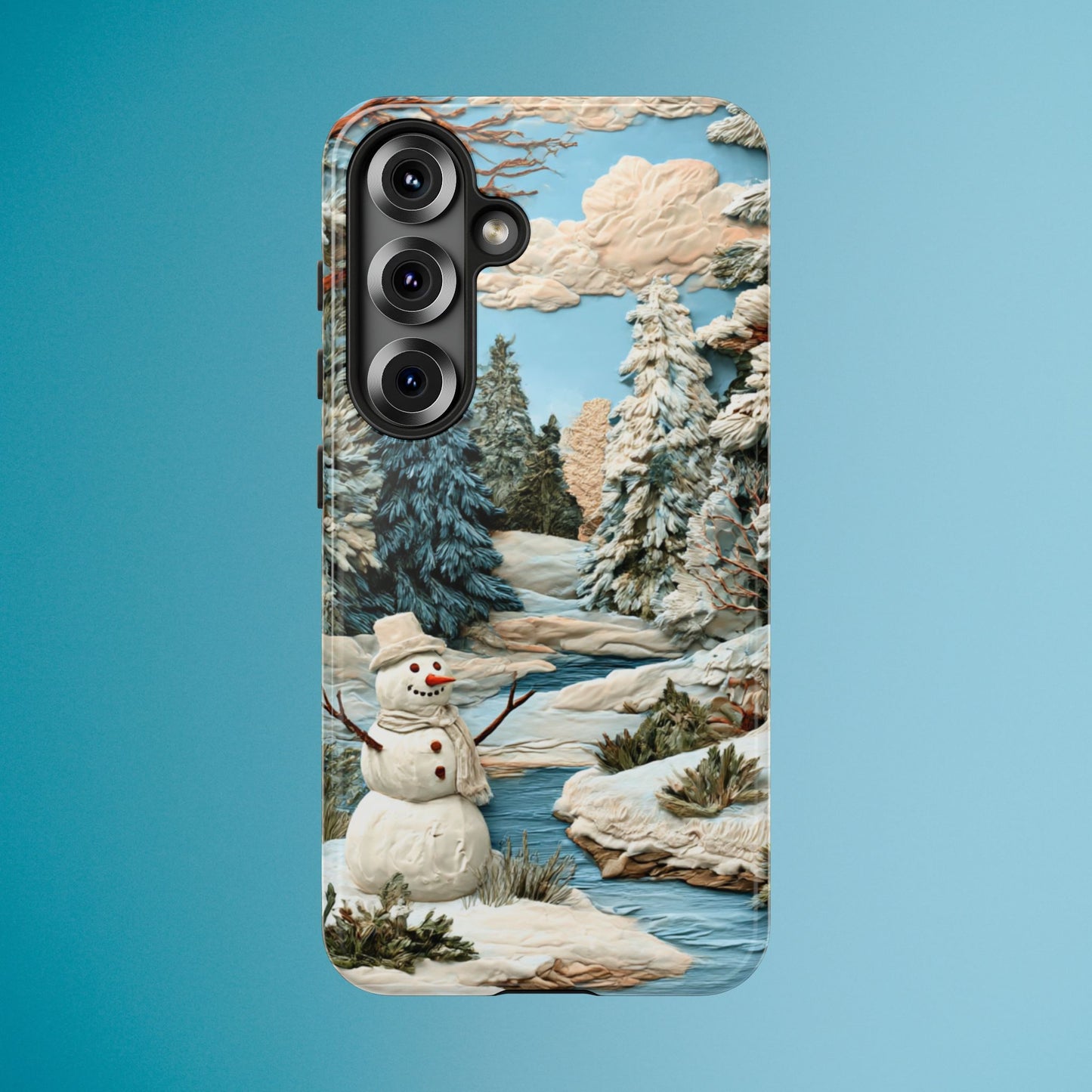 Snowman Winter Scene Phone Case Christmas Holiday Cover for iPhone Samsung Pixel