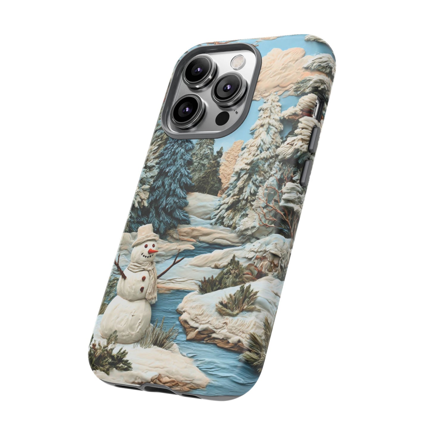 Snowman Winter Scene Phone Case Christmas Holiday Cover for iPhone Samsung Pixel