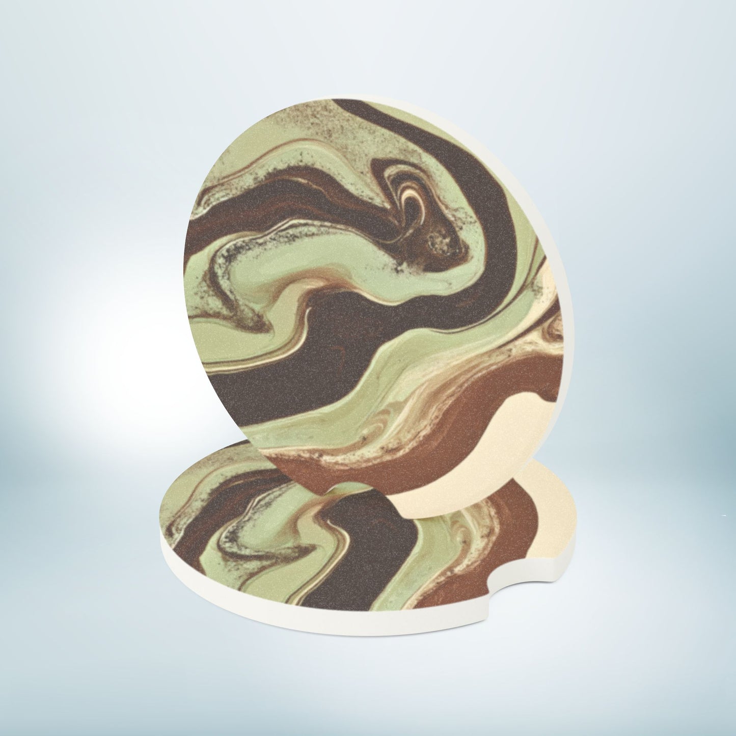 Stone Car Coaster, Marbled Earth Design, Modern Car Accessory, New Car Gift, Cup Holder, Soapstone Drink Holder, Vehicle Coaster Set