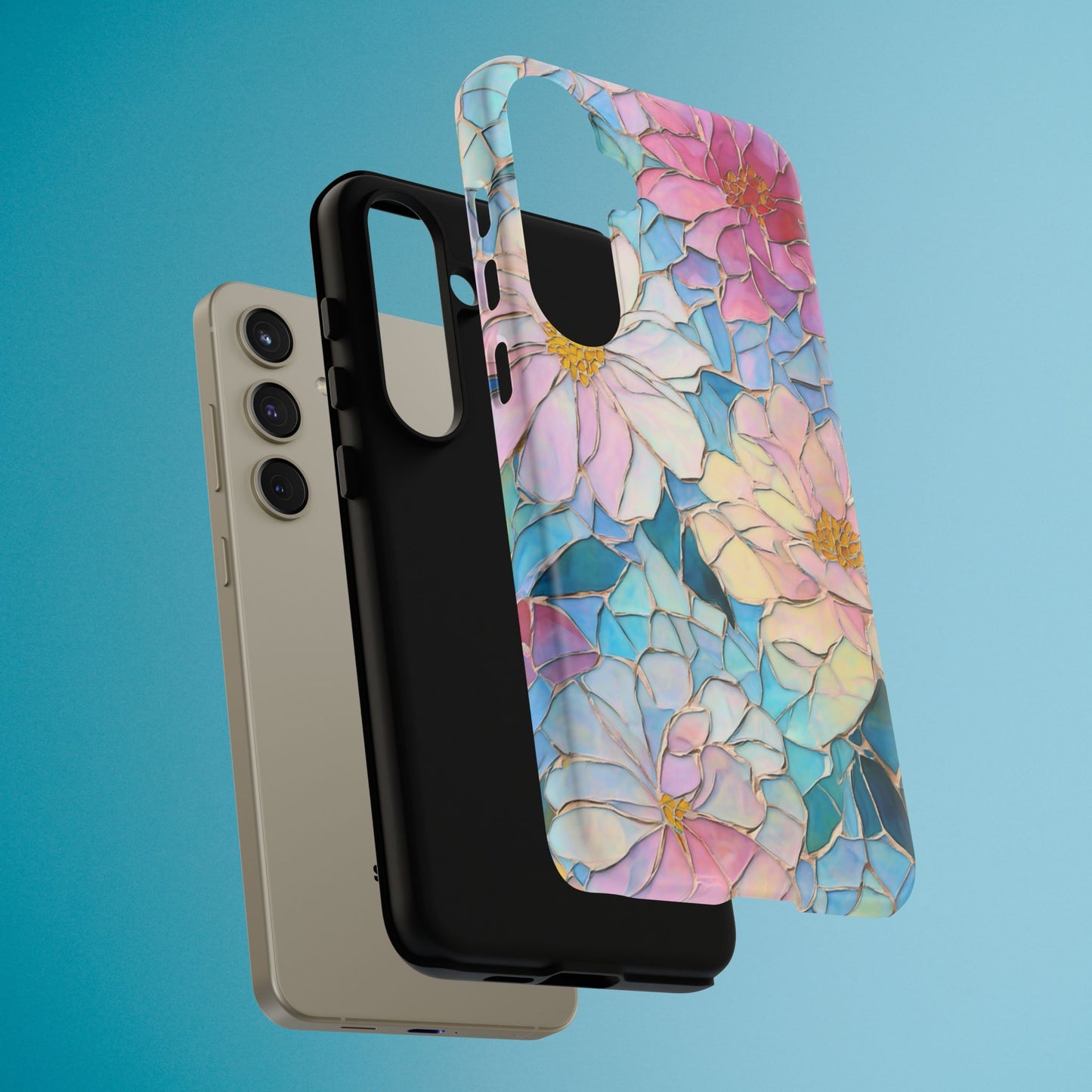 Floral Mosaic Phone Case, Colorful Flower Art Cover, Protective iPhone Samsung Pixel Case, New Phone Accessory, Gift for Friend