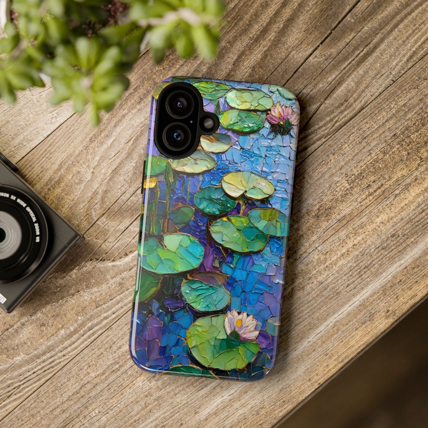 Lily Pad Phone Case, Impressionist Mosaic Botanical Cover, iPhone 15 16 17 Pro Air, Google Pixel 7 8 9 Pro, Samsung S23 S24 S25 S26 Ultra