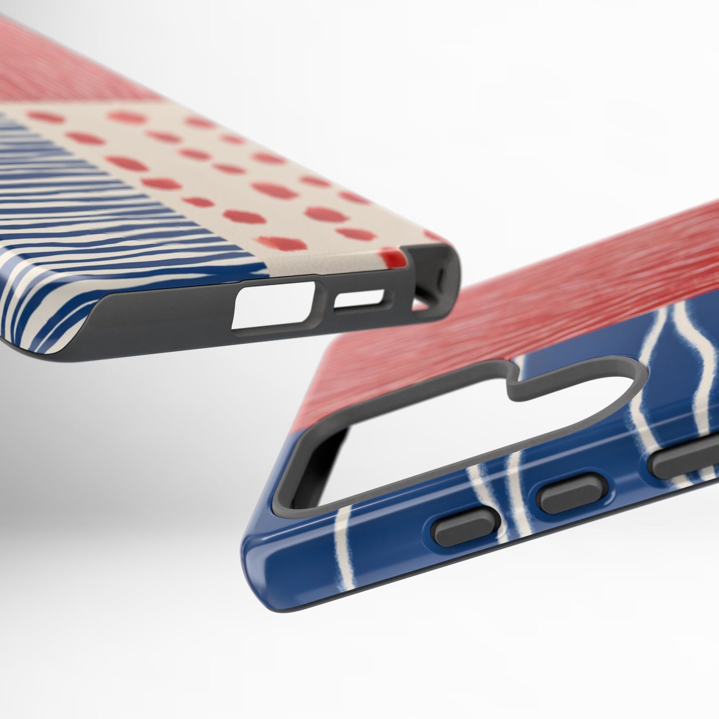 Abstract Geometric Phone Case | Red, Blue & White Pattern Cover for iPhone, Galaxy, Pixel