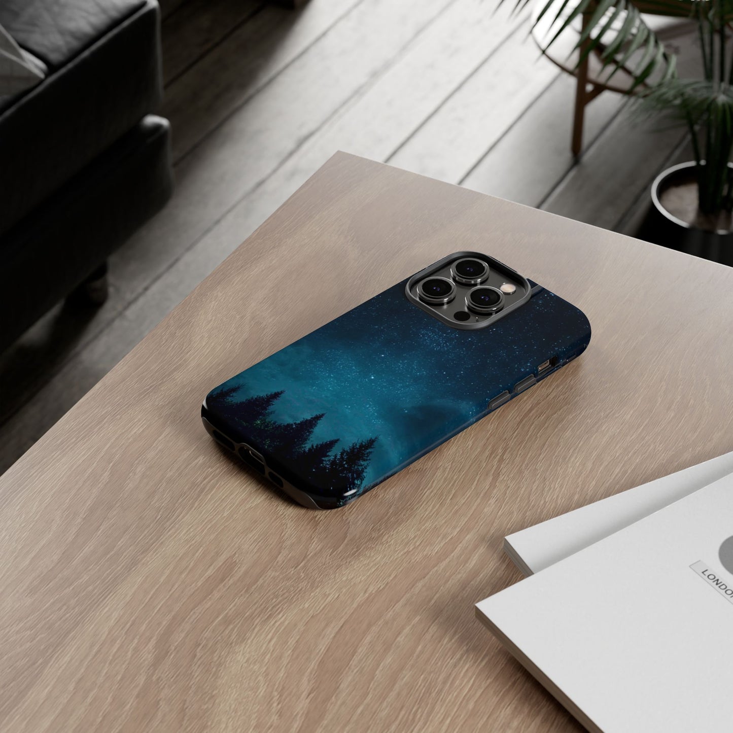 Dark Starry Night Phone Case - Winter Theme Phone Cover for iPhone, Pixel and Samsung Galaxy Models