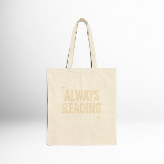 Always Reading Cotton Canvas Tote Bag | Book Lover Gift, Reading Tote, Literary Gift, Eco-Friendly Bag, Library Accessory
