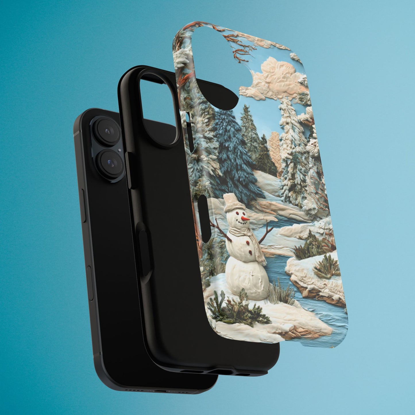 Snowman Winter Scene Phone Case Christmas Holiday Cover for iPhone Samsung Pixel