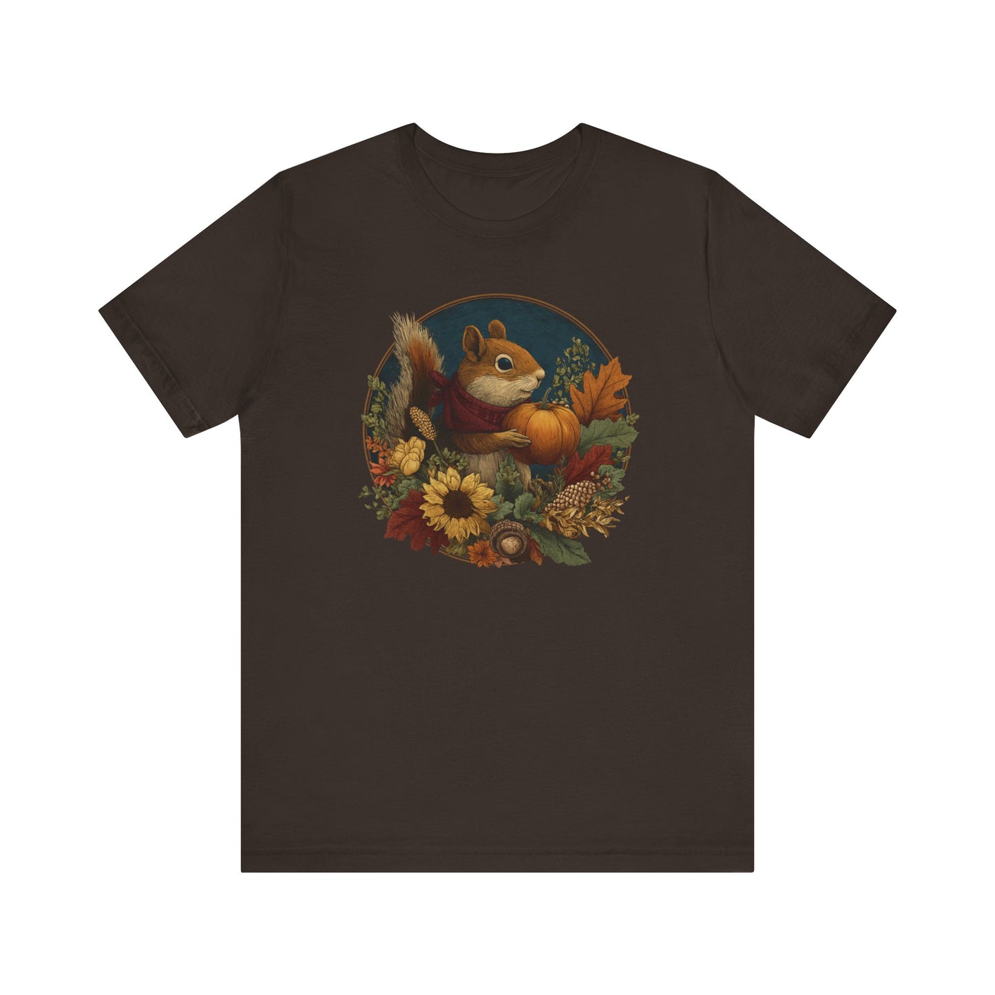 Squirrel with Pumpkin T-Shirt Cute Fall Woodland Animal Tee, Autumn Harvest Graphic Shirt, Cozy Nature Wildlife Top